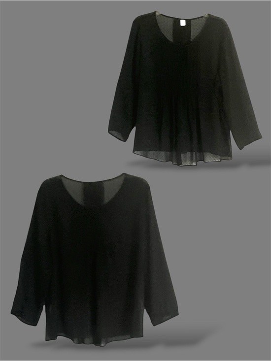 Old Navy Tops - Sheer Polka Dot Black Dobby Long-Sleeve Loose Cut Layering Top